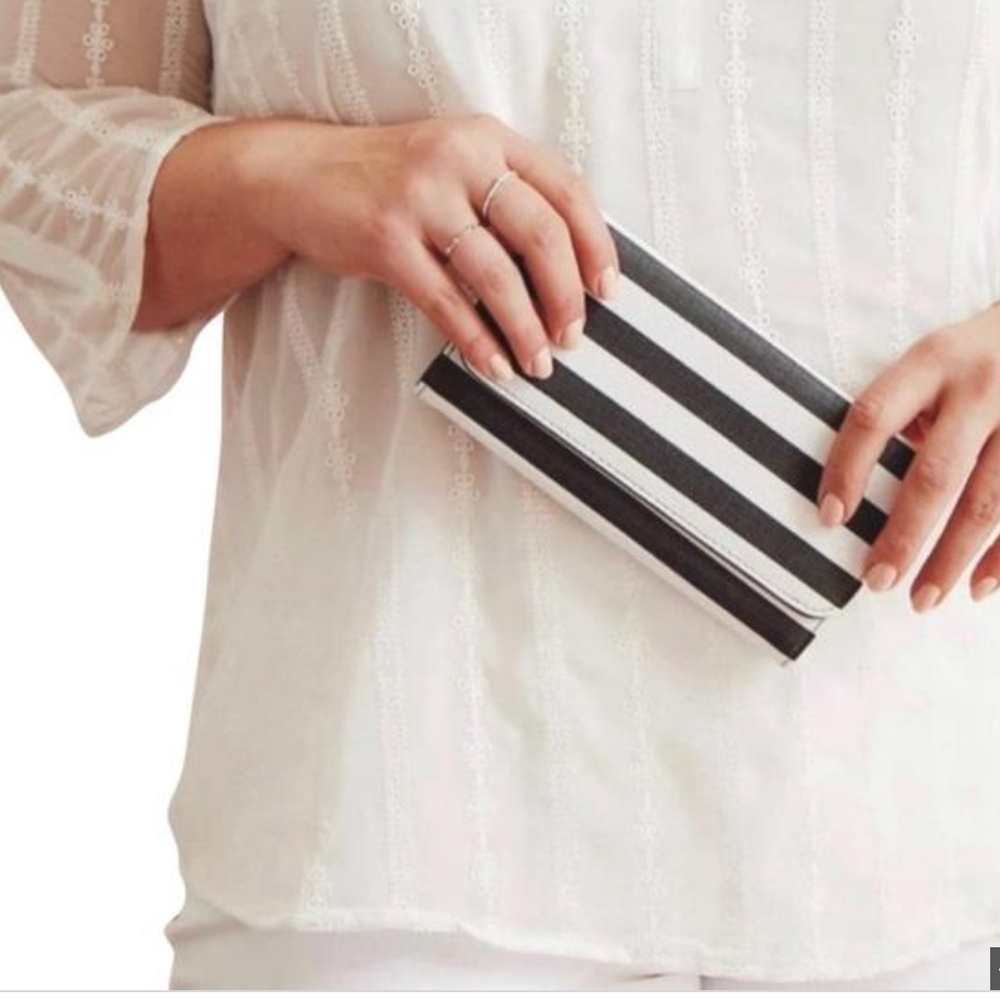 Kut from the Kloth Black and White Striped Wallet New Without Tag
